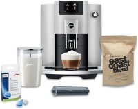 Jura E6 Automatic Espresso Machine with Programmable Coffee Strength (Platinum) Bundle