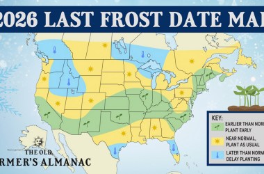 The Old Farmer’s Almanac has released its ‘Last Frost Date’ map